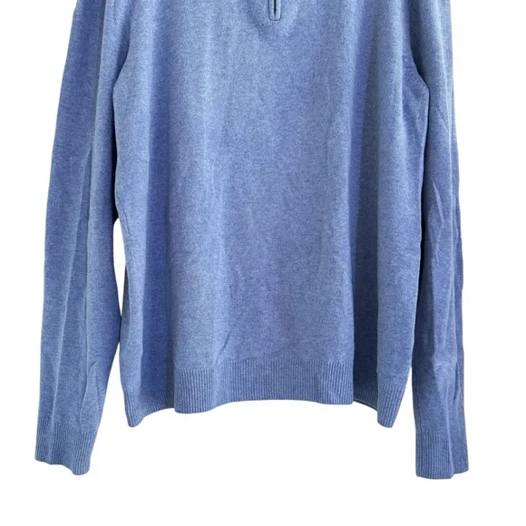 Nordstrom Mens Cashmere Blue Long Sleeve Turtleneck 1/4 Zip Sweater Size L - Picture 4 of 10